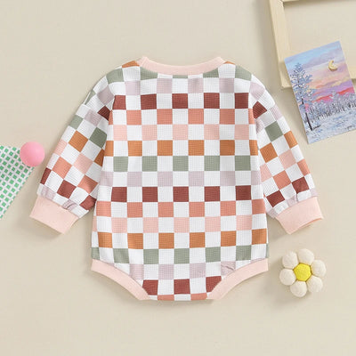 PASTEL RAINBOW Checkered Long-Sleeve Onesie