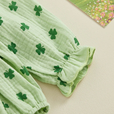 LUCKY CLOVER Smocked Romper with Headband