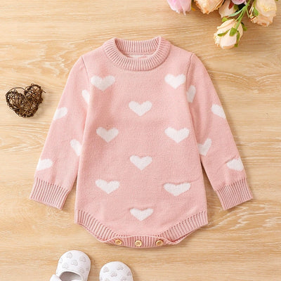 HEARTS Knitted Pink Romper
