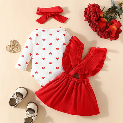 LITTLE HEARTS Corduroy Overall Skirt Outfit