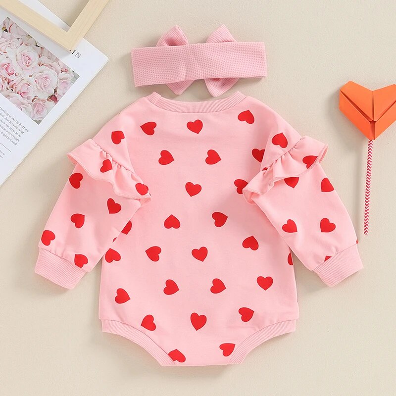 LITTLE HEARTS Ruffle Long-Sleeve Onesie