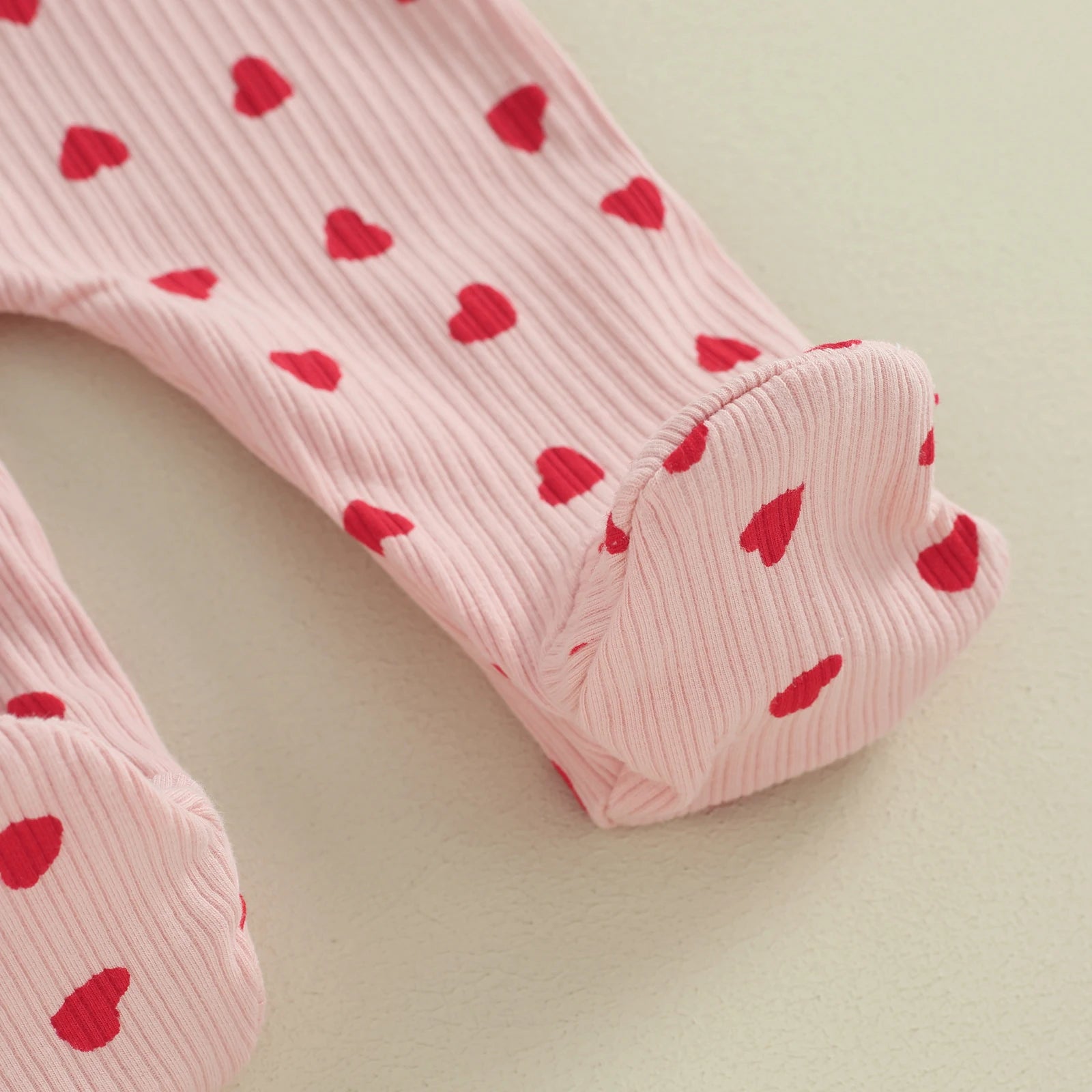 LITTLE HEARTS Ribbed Ruffle Jumpsuit