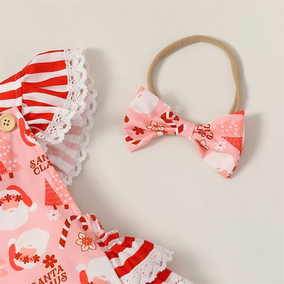 SANTA CLAUS Crochet Ruffle Romper with Headband