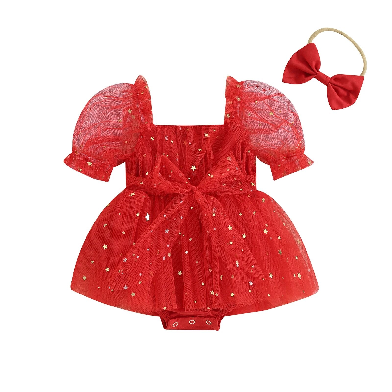 LITTLE STARS Tulle Romper Dress