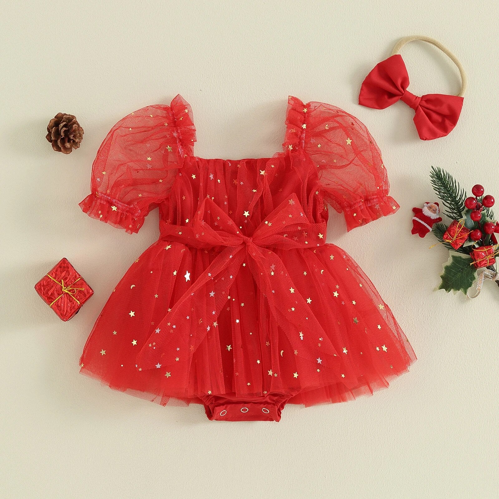 LITTLE STARS Tulle Romper Dress