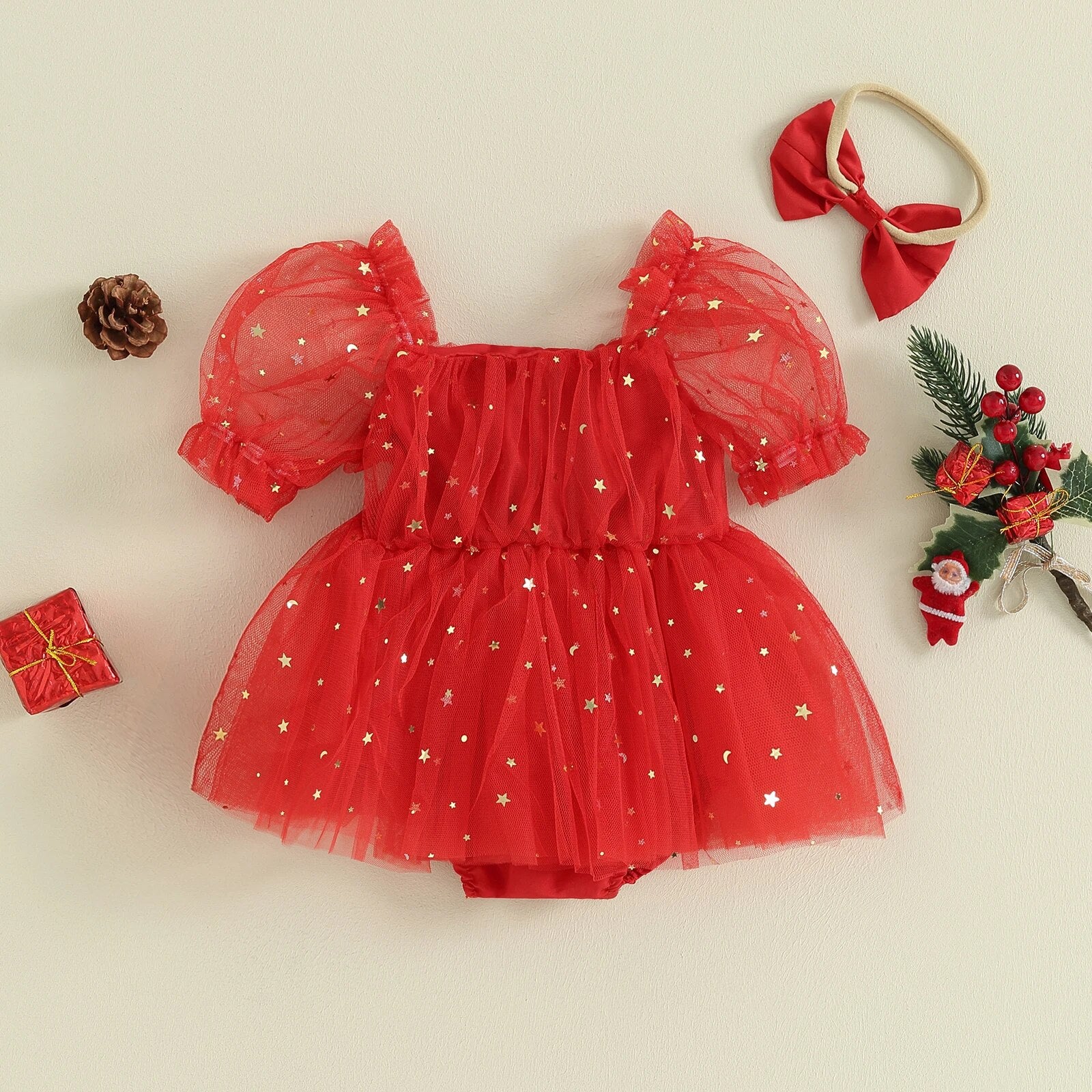 LITTLE STARS Tulle Romper Dress