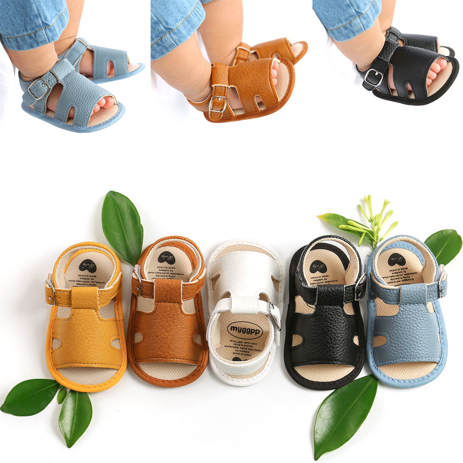 Baby / Toddler Buckle Velcro Solid Sandals Prewalker Shoes