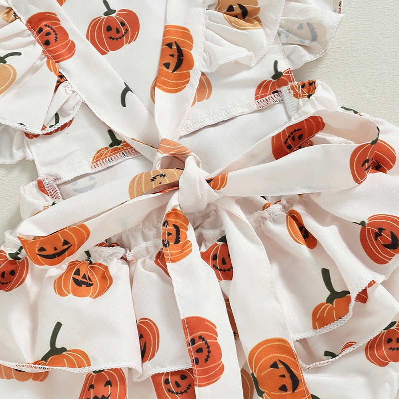 SWEET PUMPKIN Ruffle Romper with Headband