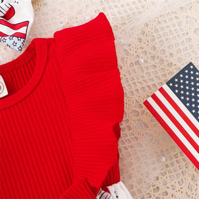 LITTLE MISS AMERICA Bowtie Romper Dress