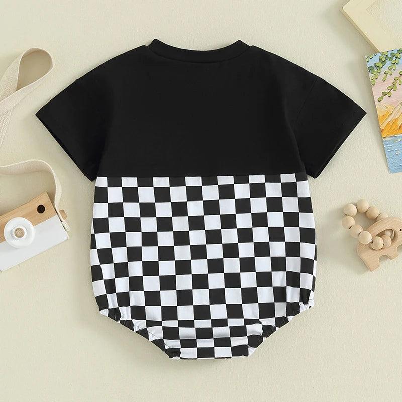 OLIVER Checkered Short-Sleeve Onesie