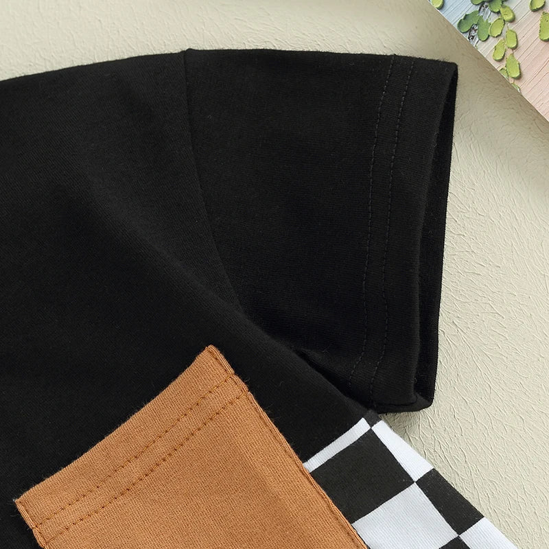 OLIVER Checkered Short-Sleeve Onesie