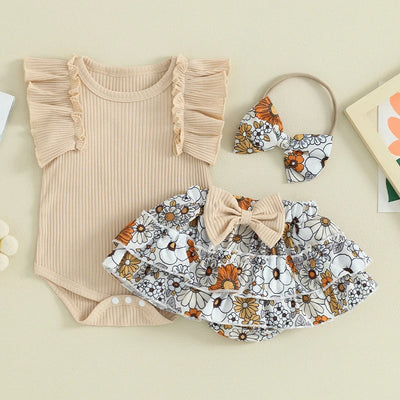 JANE Floral Ruffle Outfit with Headband
