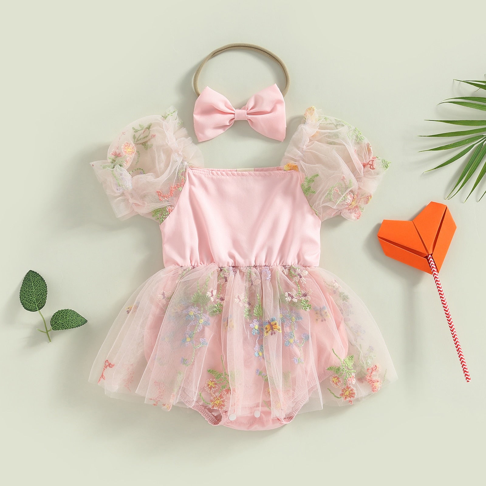 SPRING BLOSSOM Tulle Romper with Headband