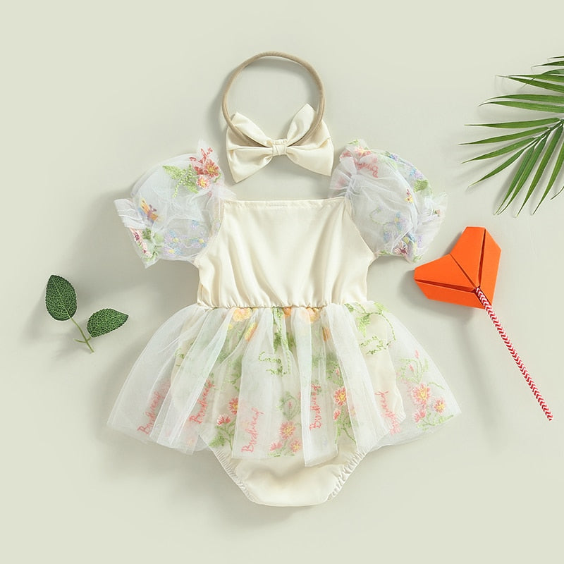 SPRING BLOSSOM Tulle Romper with Headband