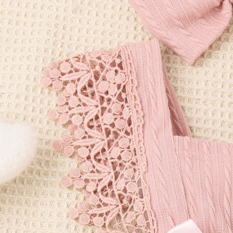 AUDREY Cable Knit Crochet Romper