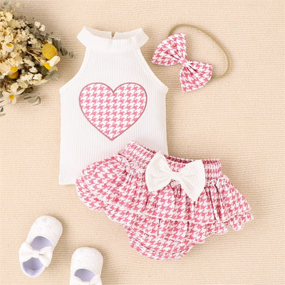 HEART Houndstooth Ruffle Outfit with Headband