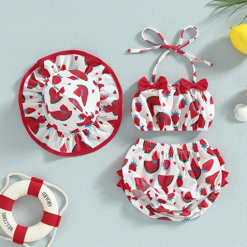 SUMMER VIBES Bowtie Bikini with Sun Hat