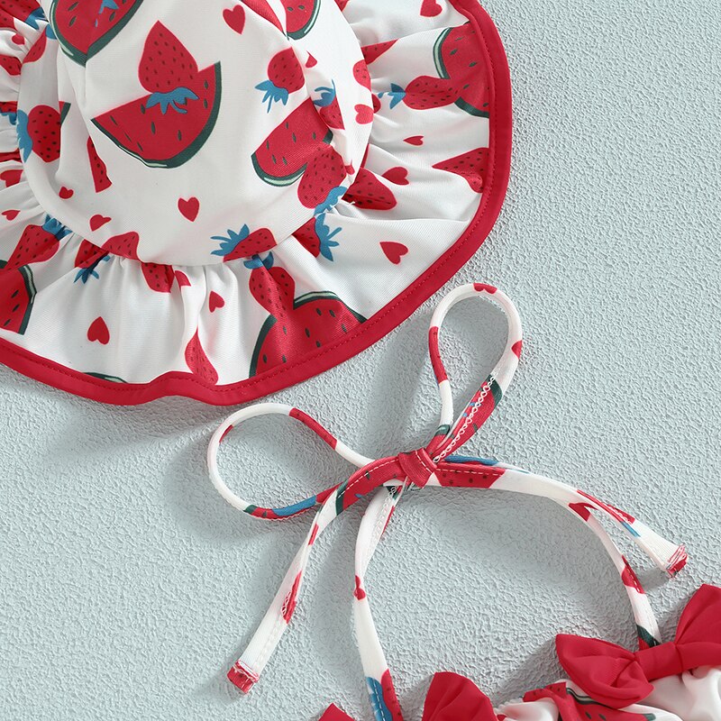 SUMMER VIBES Bowtie Bikini with Sun Hat