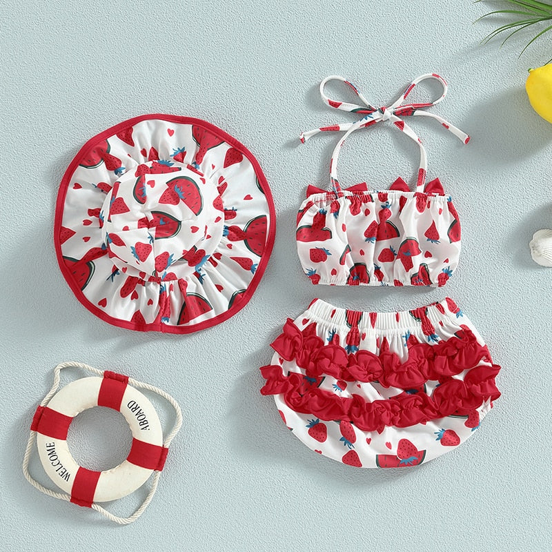 SUMMER VIBES Bowtie Bikini with Sun Hat