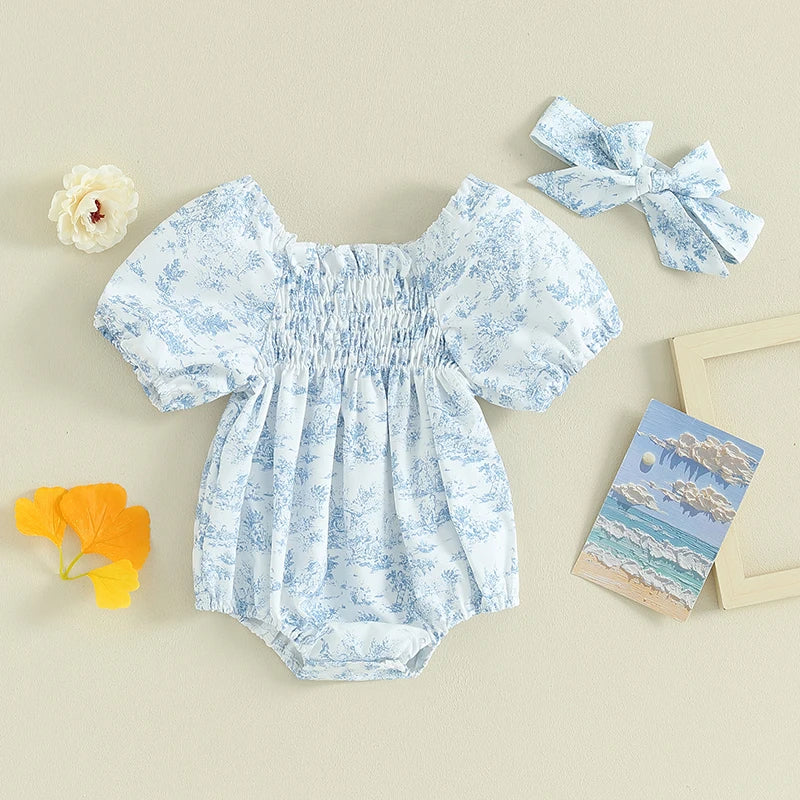 BLUE FIELDS Smocked Romper
