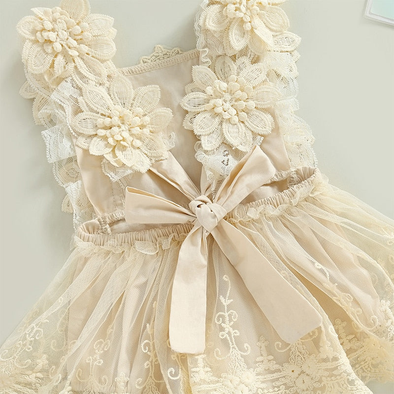 PERSEPHONE Crochet & Lace Romper with Headband 3-6 months