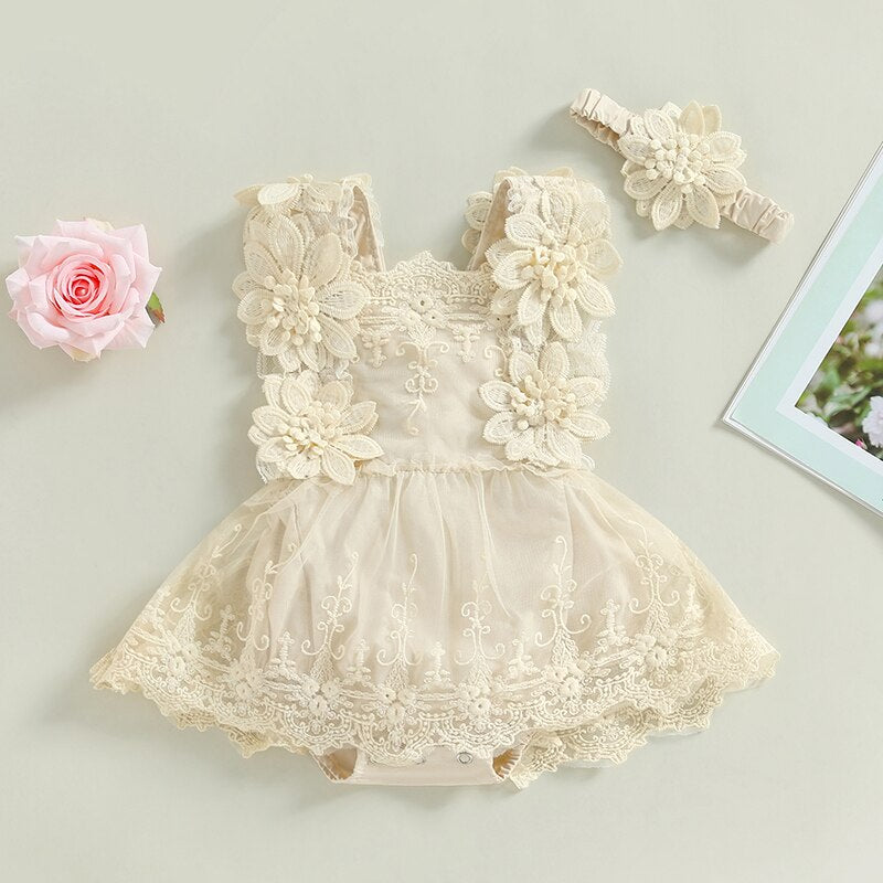PERSEPHONE Crochet & Lace Romper with Headband