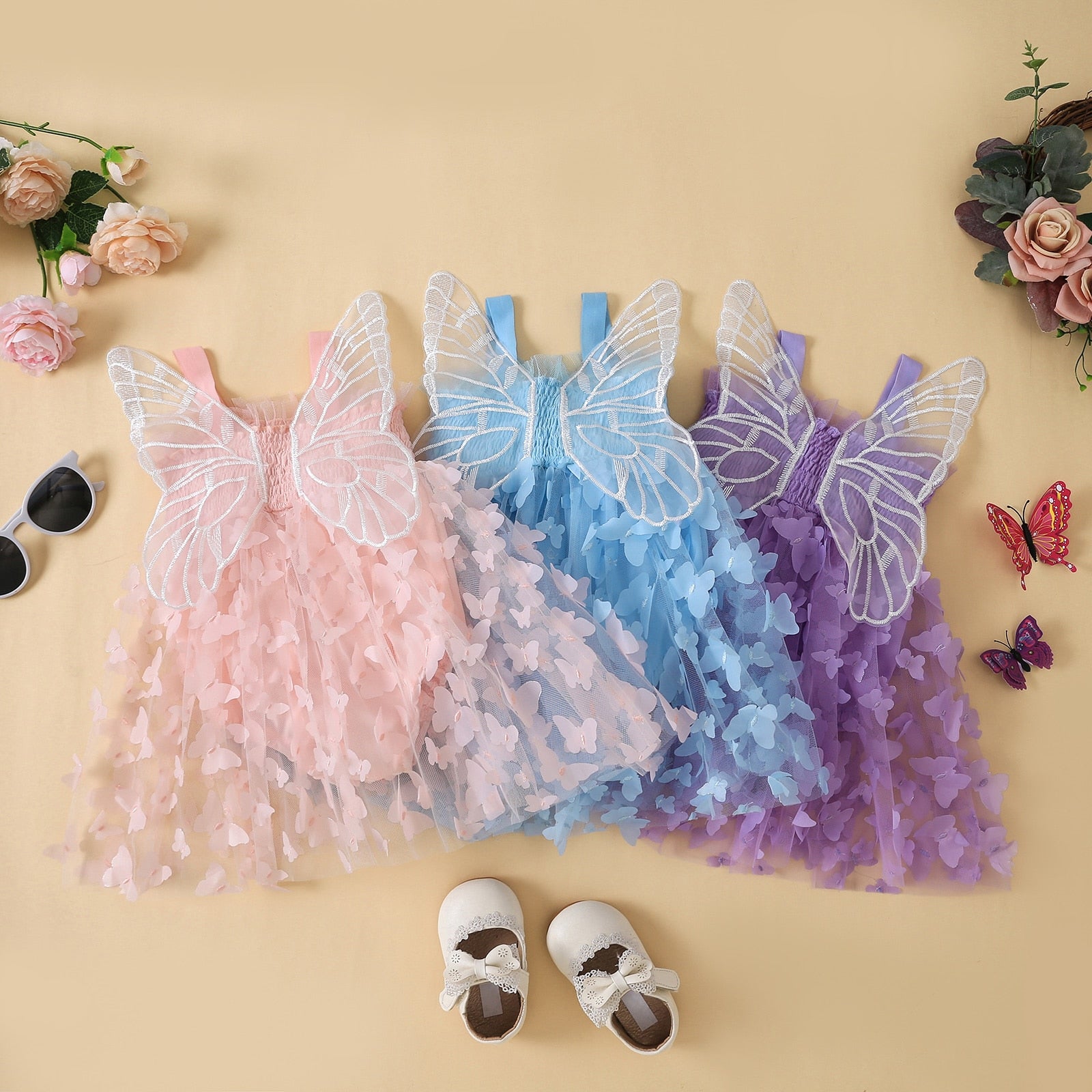 BUTTERFLY FAIRY Romper Dress Purple / 6-12 months BUTTERFLY FAIRY Romper Dress Purple / 6-12 months