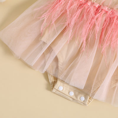 CELINE Pink Tassel Tulle Romper