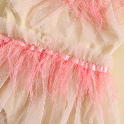 CELINE Pink Tassel Tulle Romper