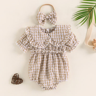 MABEL Checkered Romper with Headband