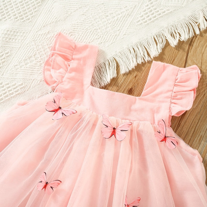 BUTTERFLY Tulle Summer Dress Pink / 9-12 months BUTTERFLY Tulle Summer Dress Pink / 9-12 months