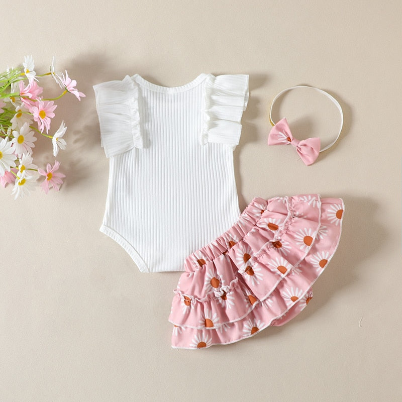 RHEA Floral Ruffle Outfit with Headband