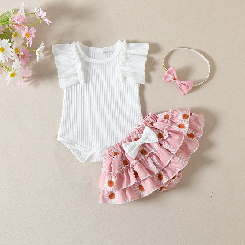 RHEA Floral Ruffle Outfit with Headband