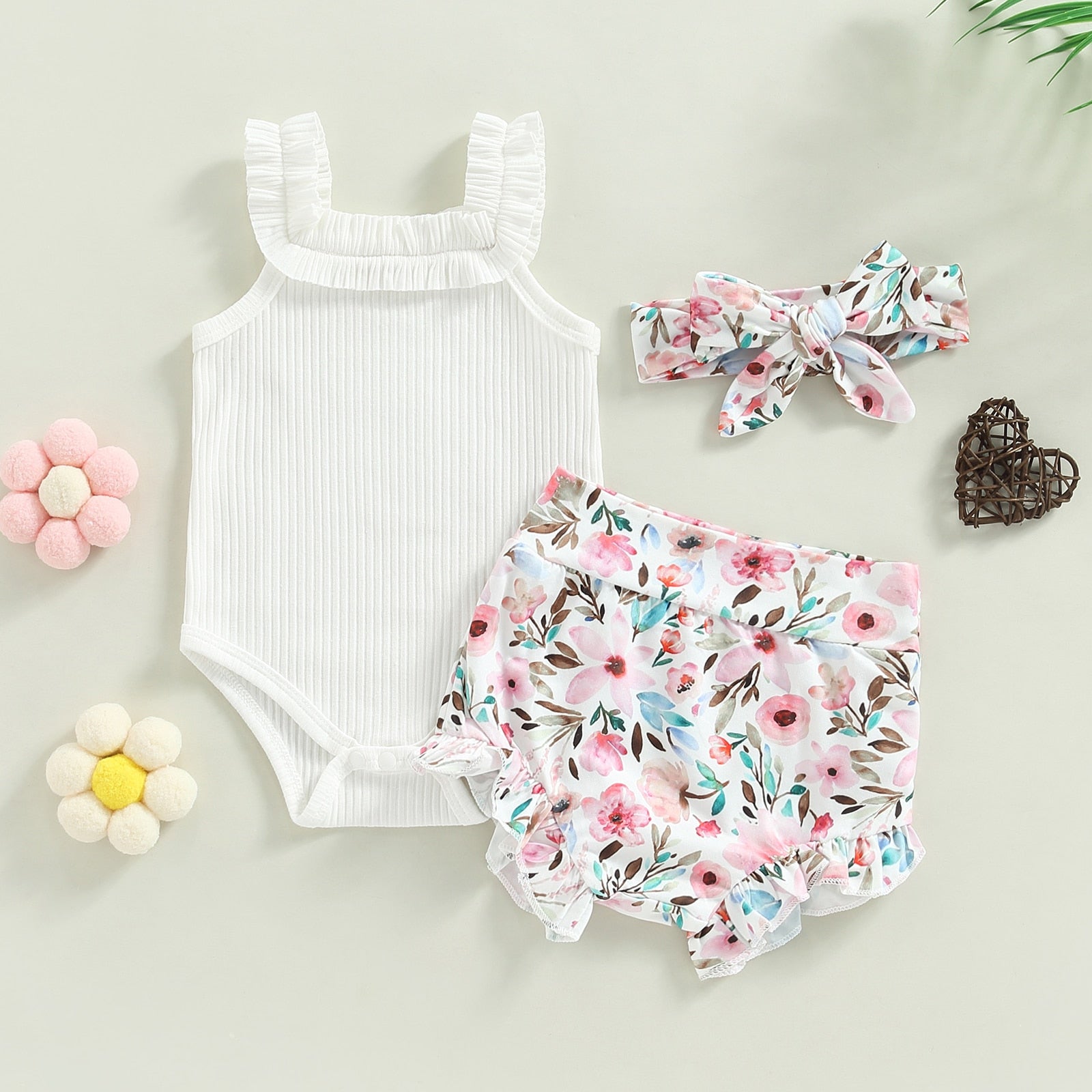 SOLINE Summer Ruffle Outfit with Headband