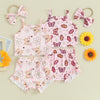 BUTTERFLIES Ribbed Summer Outfit with Headband