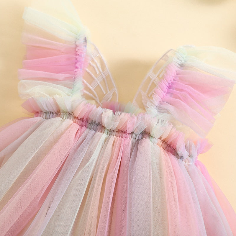 BUTTERFLY Rainbow Tulle Romper Dress