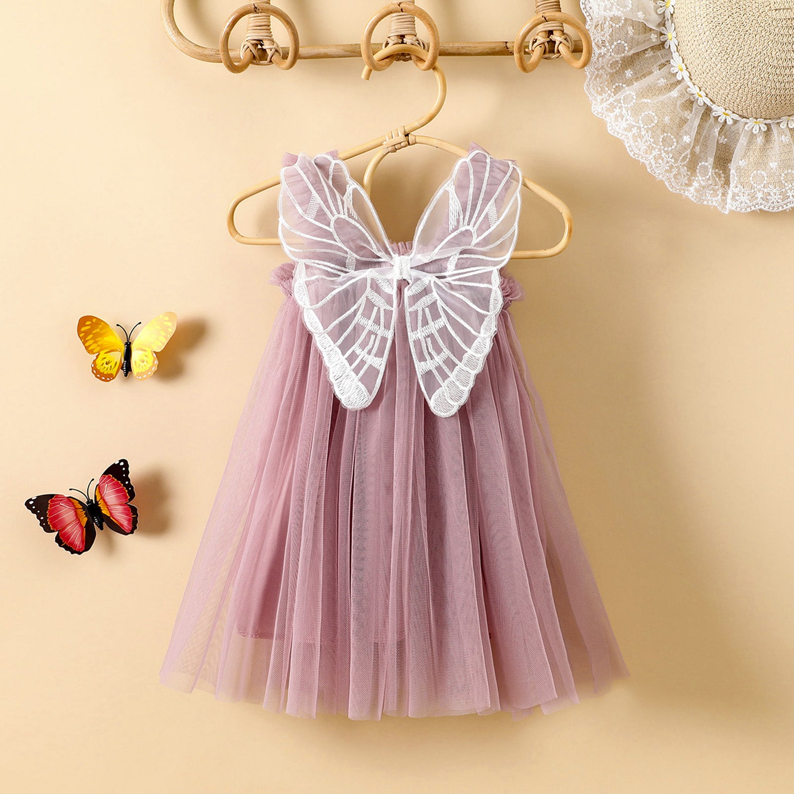 Dress - Girls Purple Butterfly Flower Tutu Dress - ShopperBoard