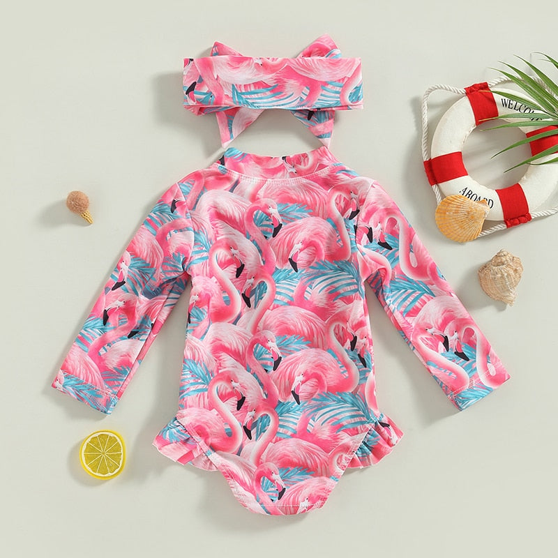 FLAMINGO Long-Sleeve Swimsuit - Hazel & Bo