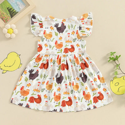 CHICKENS Ruffle Dress 6-12 months