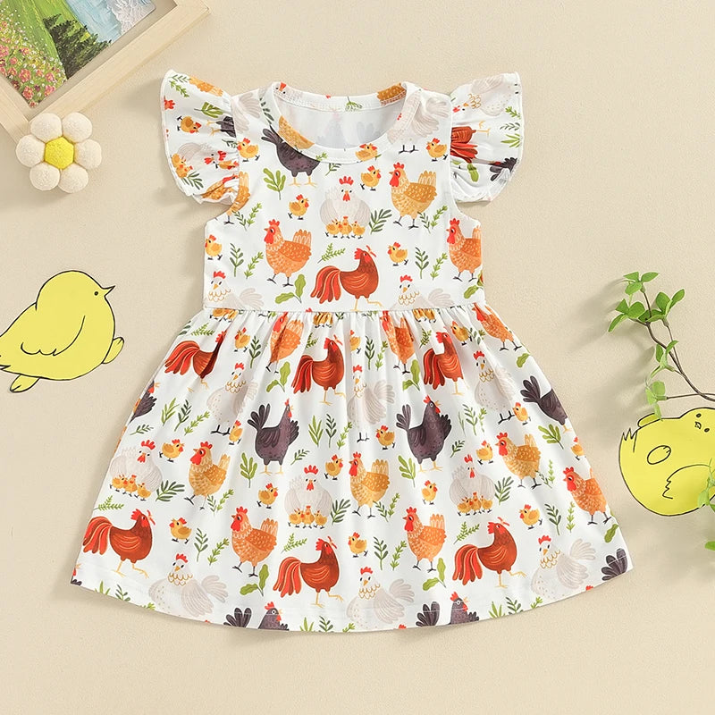 CHICKENS Ruffle Dress 6-12 months