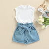 SARA Blue Shorts Outfit