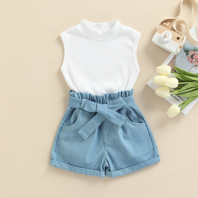 SARA Blue Shorts Outfit