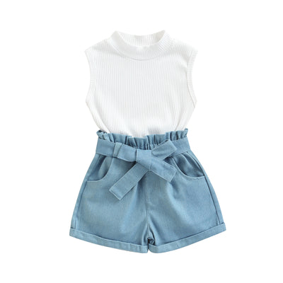 SARA Blue Shorts Outfit