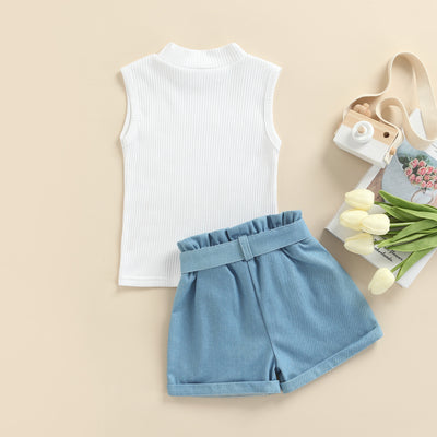 SARA Blue Shorts Outfit