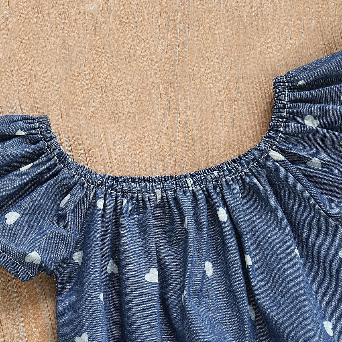 POLKA HEART Blue Romper with Headband