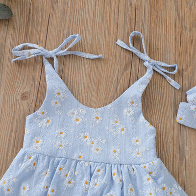 DAISY Embroidered Romper Dress with Headband
