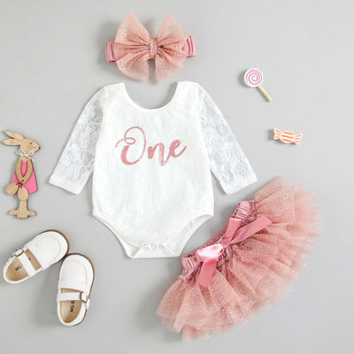 ONE Lace Tutu Outfit with Headband