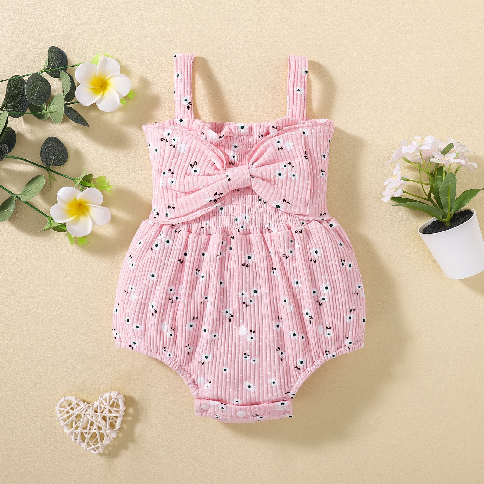 MAREILLE Floral Bowtie Romper - Hazel & Bo
