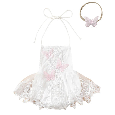 BUTTERFLY Lace Romper with Headband