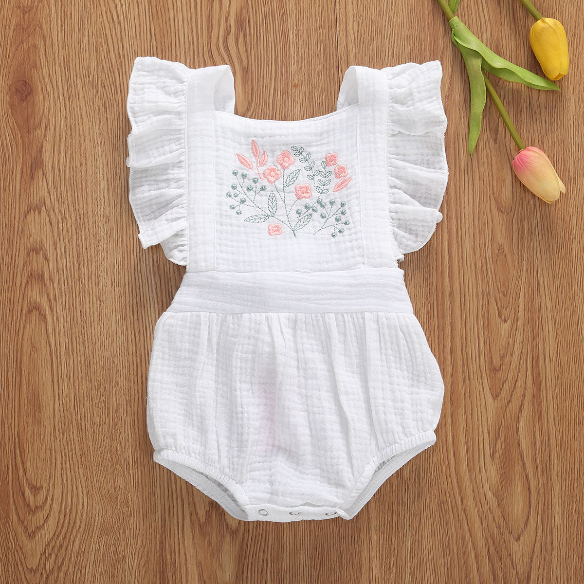 THEA Embroidered Ruffle Romper